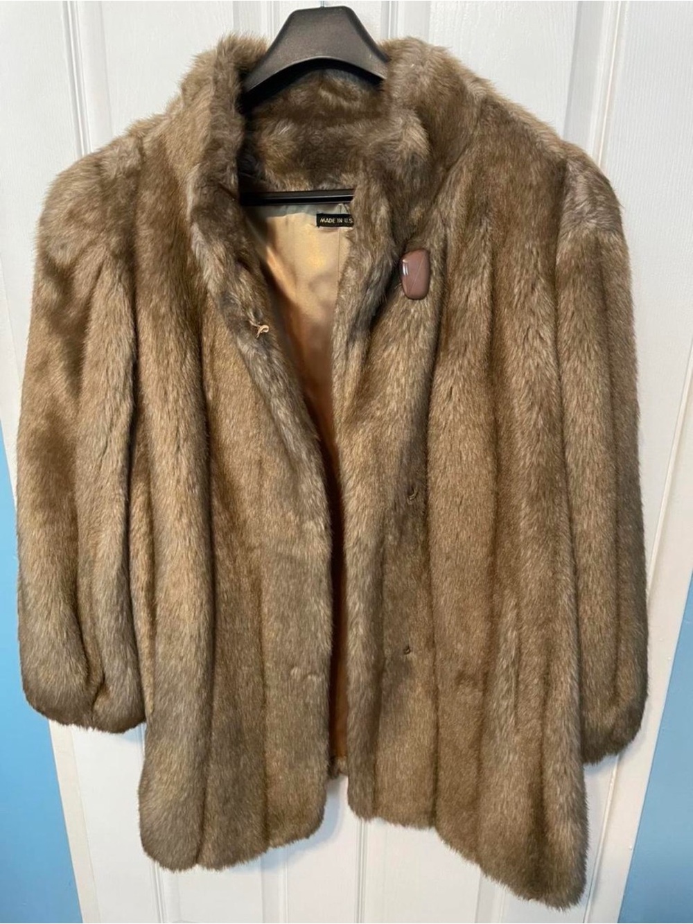 Vintage 80's Brown Faux Fur Coat